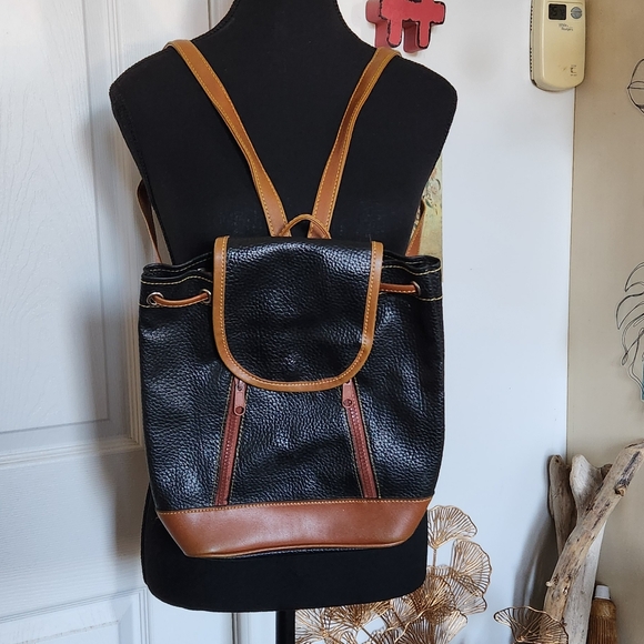 Vintage leather navy mini backpack - Picture 3 of 6